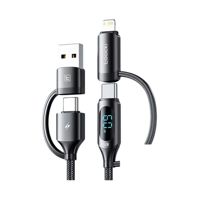 GENERICO - Cable Toocki 4 en 1 Carga Rapida PD 60W Longitud 1,2m
