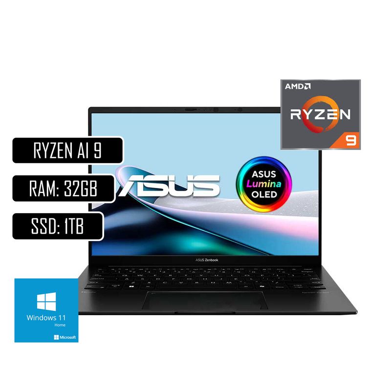ASUS - PORTATIL ASUS ZENBOOK - AMD RYZEN AI 9 HX 370  - 32GB LPDDR5X - 1 TERA SSD - 14" OLED