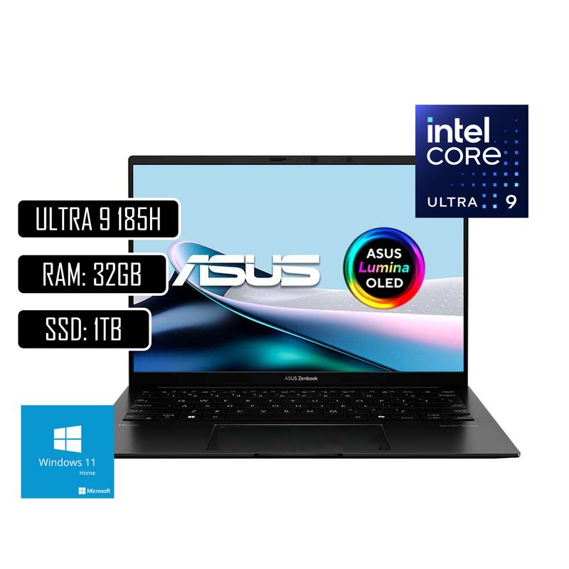 ASUS - Portatil ASUS Zenbook OLED 14 Pulgadas - Intel Core ULTRA 9 185H - RAM 32GB - SSD 1TB