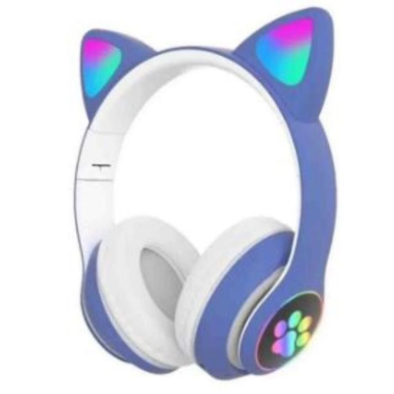 GENERICO - Audifonos Diadema Orejas De Gato Bluetooth Mic Y Luces Azul