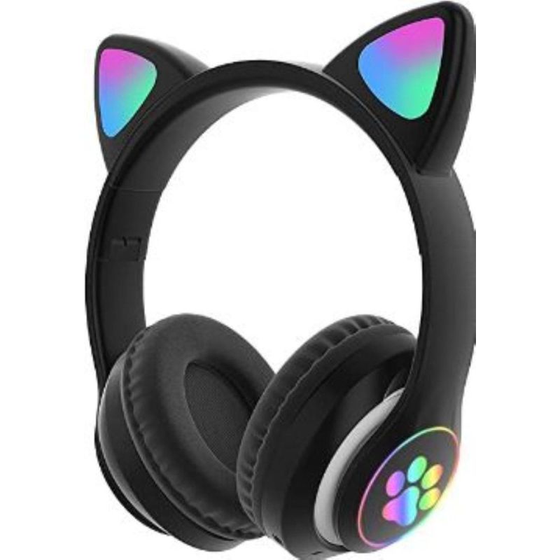 GENERICO - Audifonos Diadema Orejas De Gato Bluetooth Mic Y Luces Negro