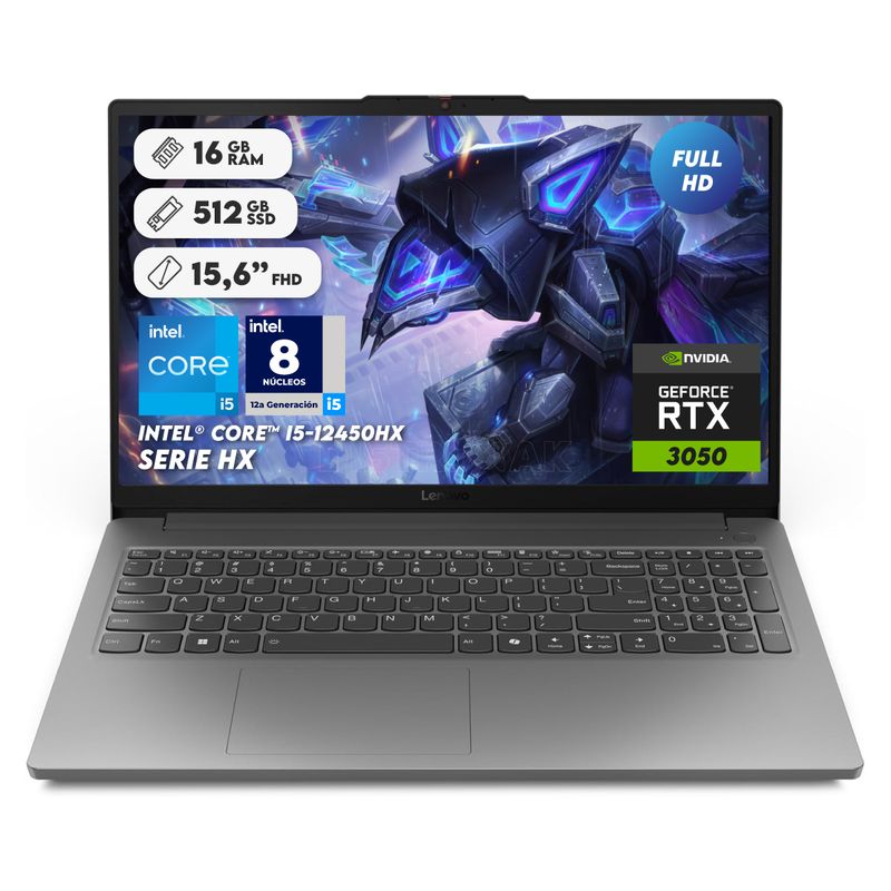 LENOVO - Portátil Gamer Lenovo Loq Intel I5 12450hx Ram 16gb Ssd 512gb RTX 3050 15.6" Computador portátil