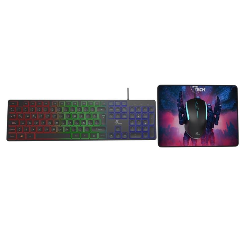 XTECH - Combo Teclado Mouse y Pad Gamer 3 en 1 Xtech XTK-535S Español