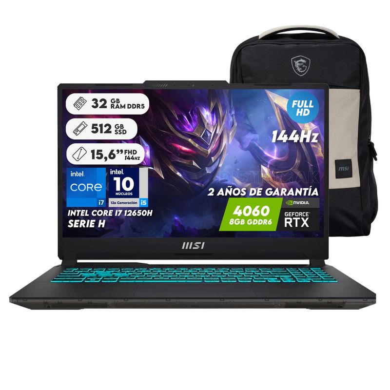 MSI - Portátil Gaming Msi Cyborg I7 12650h Ram 32gb Ssd 512gb RTX 4060 Computador Portátil
