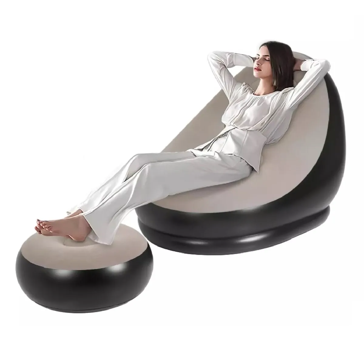 GENERAL - Silla Inflable Portatil Con Reposa Pies + Inflador