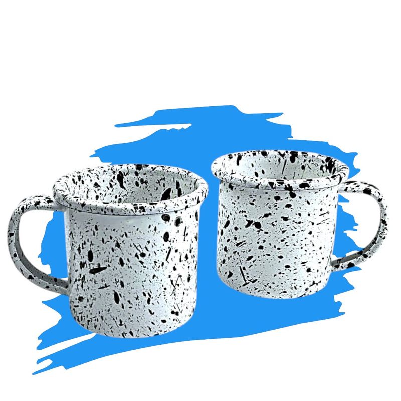 MACUIRA - Set *2 Mugs 390 ml Peltre Esmaltado Coral Negro