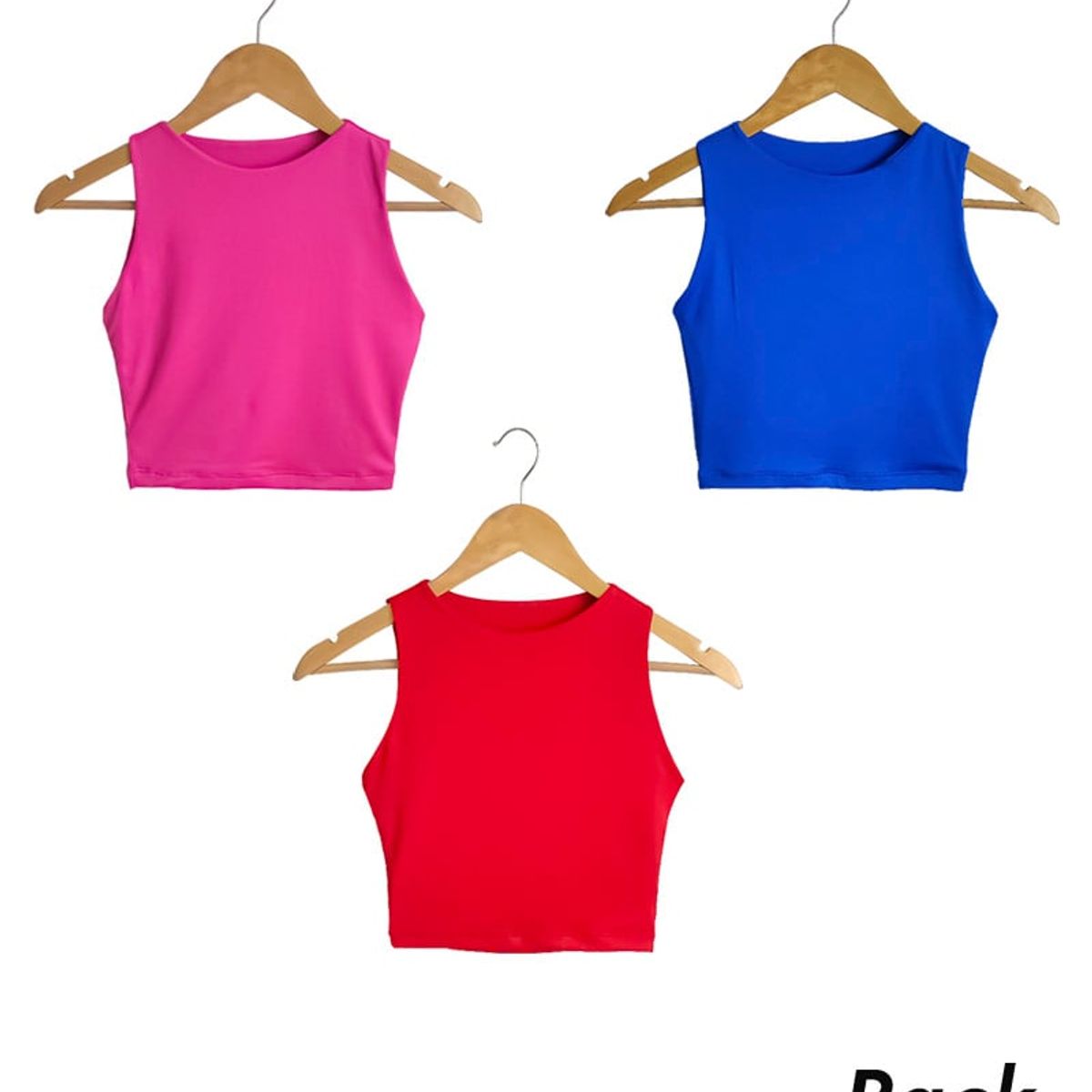 SYK - Crop Top Para Mujer Unicolor Licrado PACK X 3 UNID.