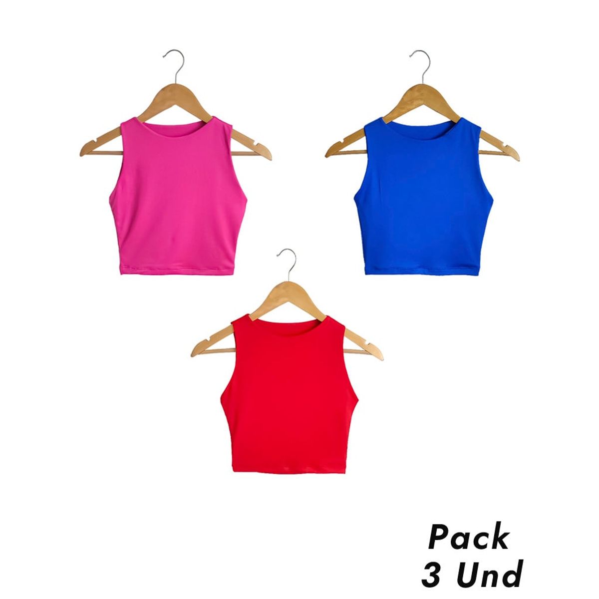 SYK - Crop Top Para Mujer Unicolor Licrado PACK X 3 UNID.