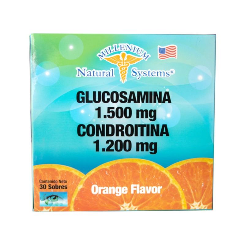 MILLENIUM NATURAL SYSTEMS - Glucosamina 1500mg + Condroitina 30 sobres Natural System