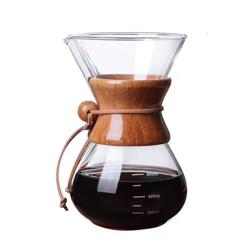GENERICO - Chemex De 600ml En Vidrio Borosilicato Con Cuello En Madera