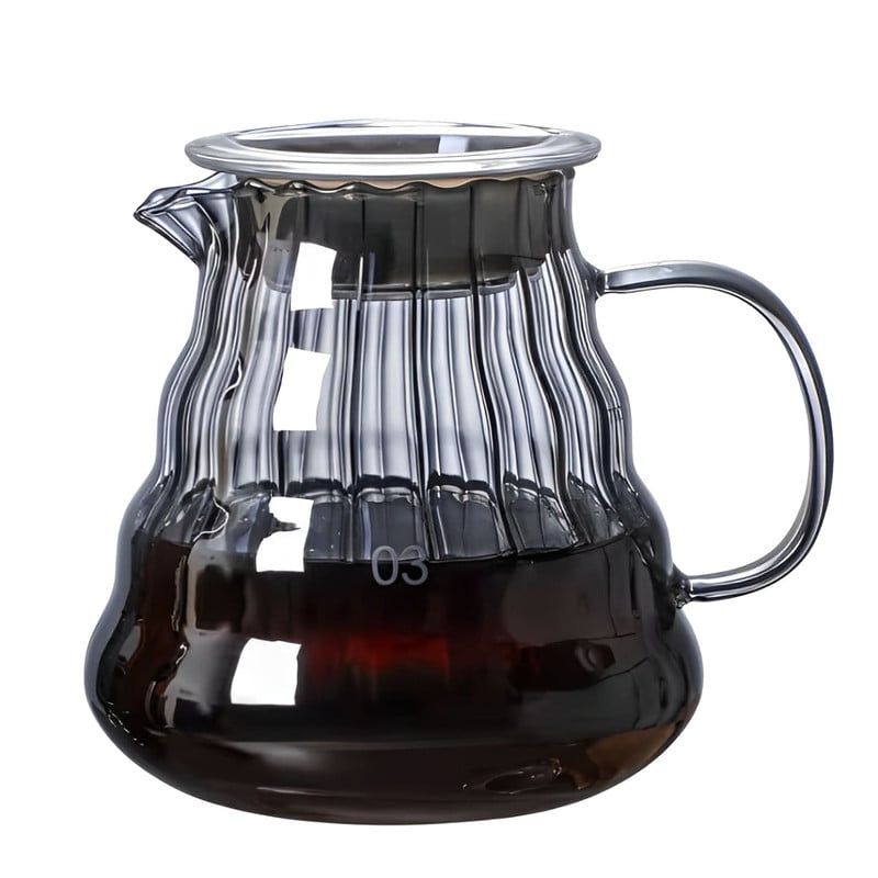 GENERICO - Jarra De Café 800ml En Vidrio Diseño Líneas