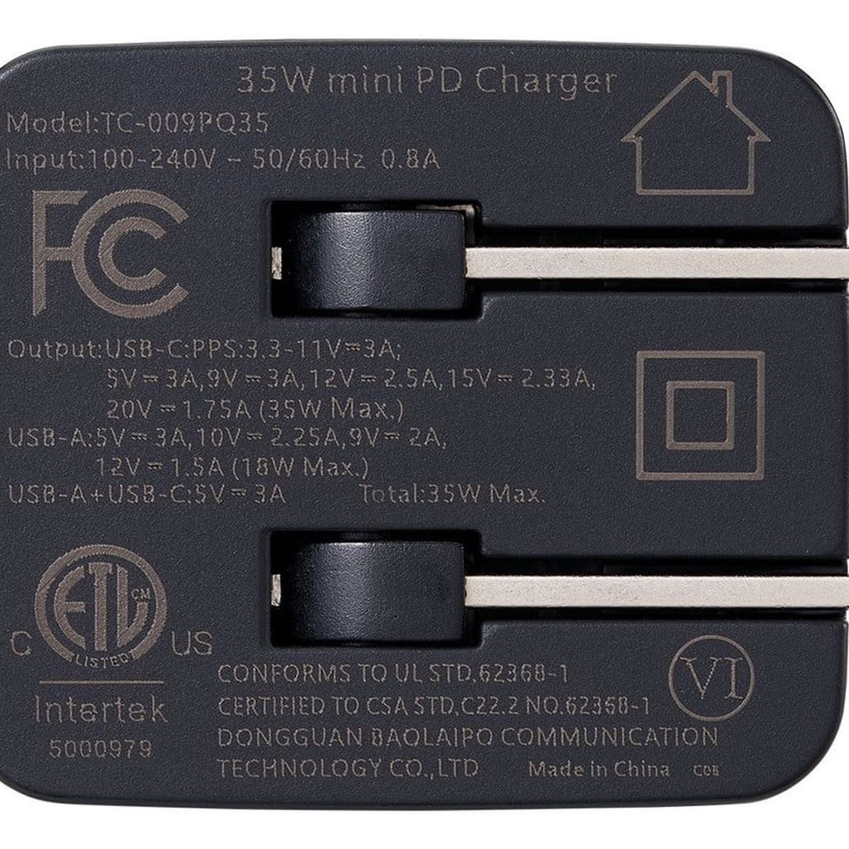 ADATA - Cargador Pared Carga Rápida Adata GaN 35w Negro Usb C Usb A
