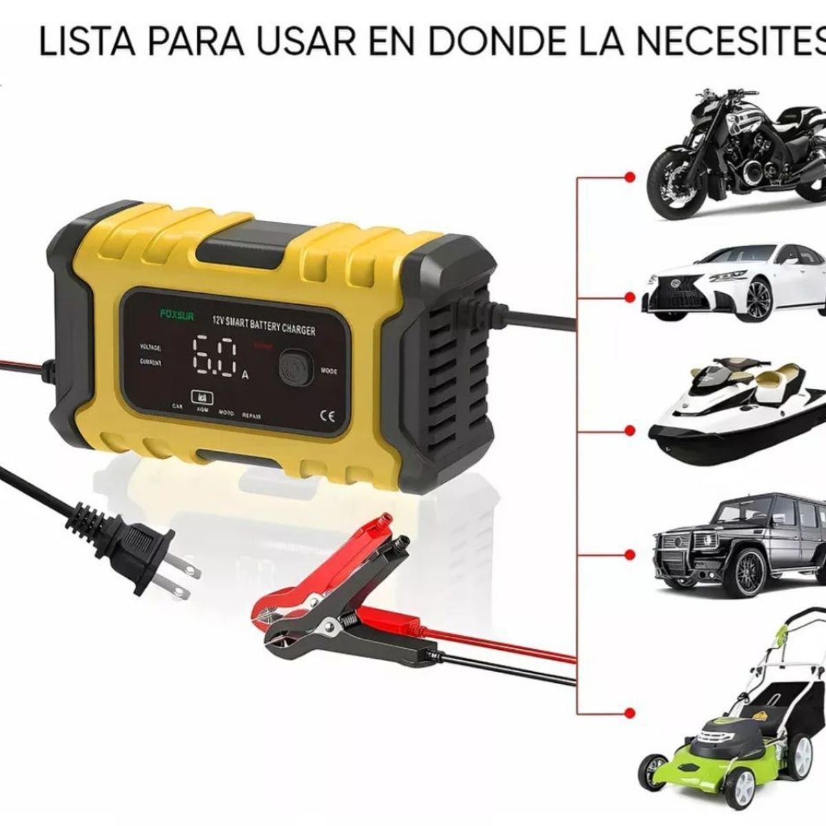 GENERICO - cargador inicador de bateria para carro 12V 6A