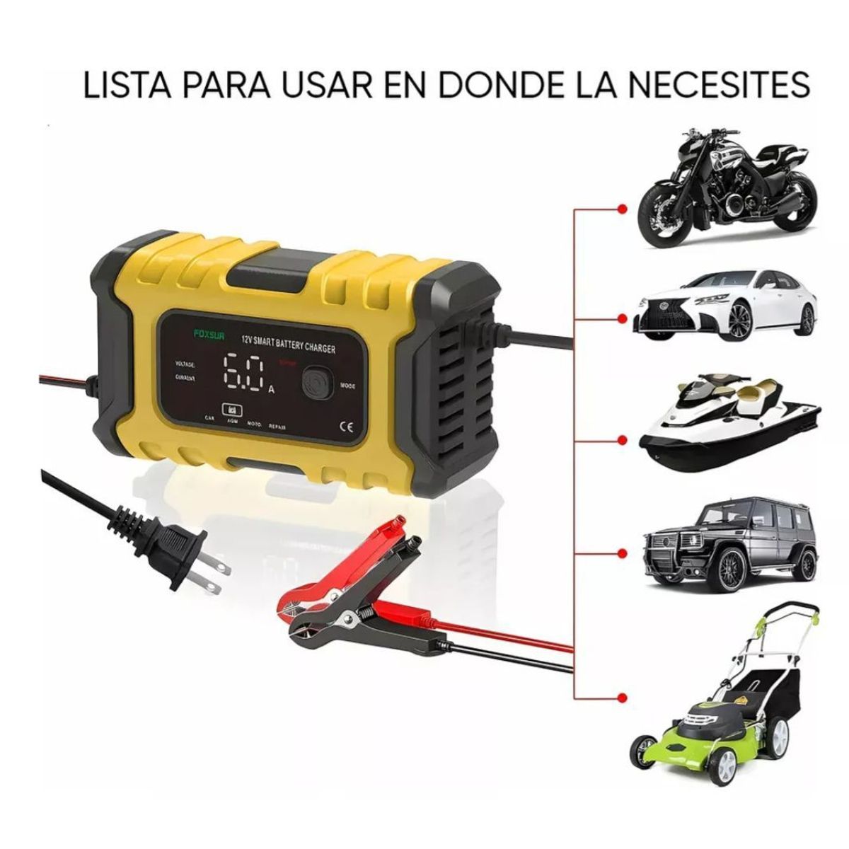 GENERICO - cargador inicador de bateria para carro 12V 6A