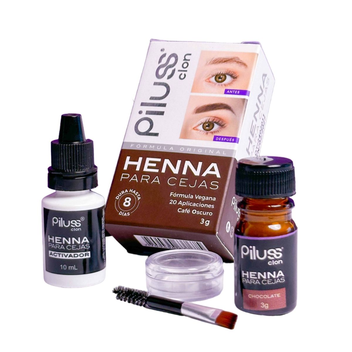 PILUSS CLON - KIT HENNA PARA CEJAS PILUSS CLON COLOR MEDIO 3G