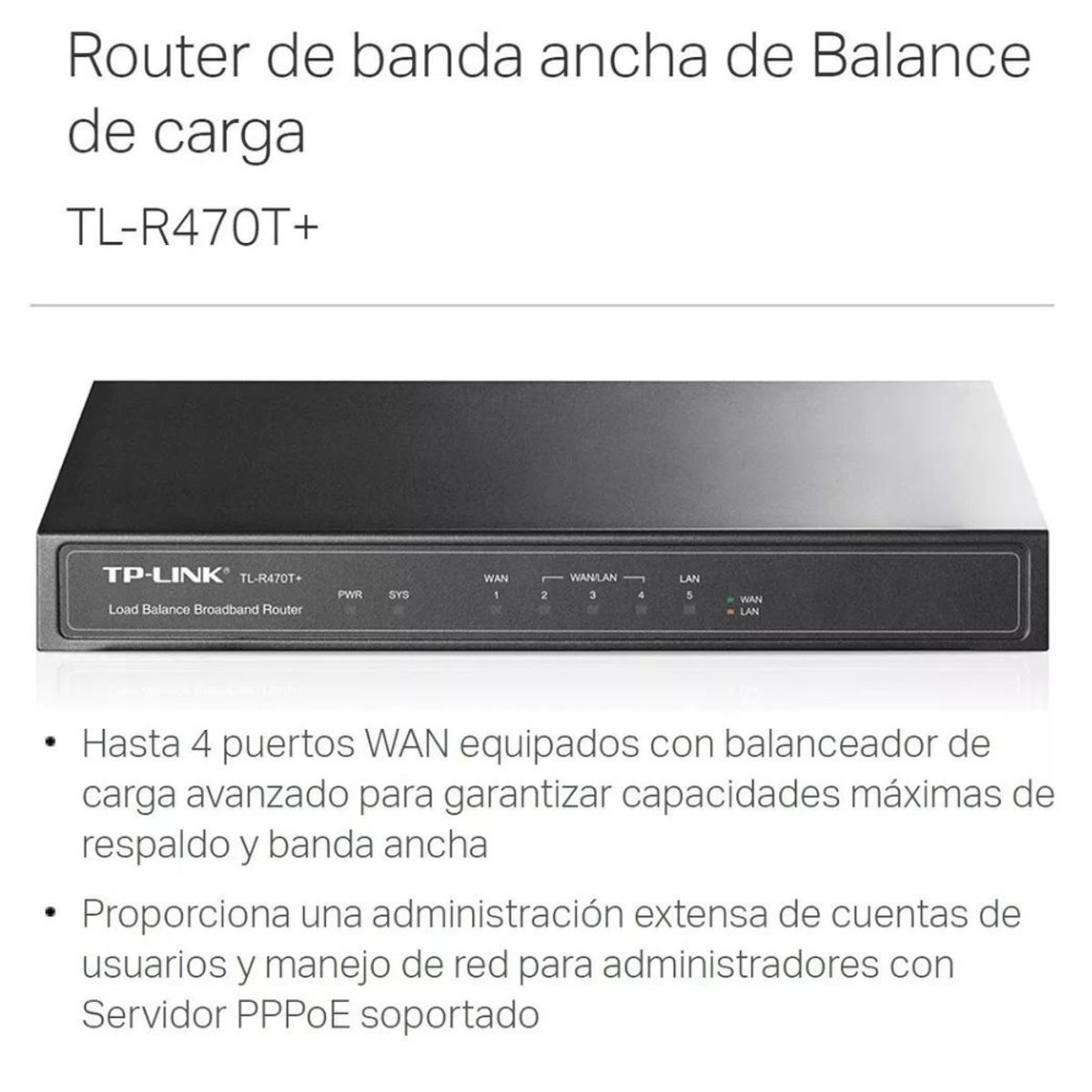 TP LINK - ROUTER TP-LINK TL-R470T+ BALANCEO DE CARGA  4 PUERTOS WAN