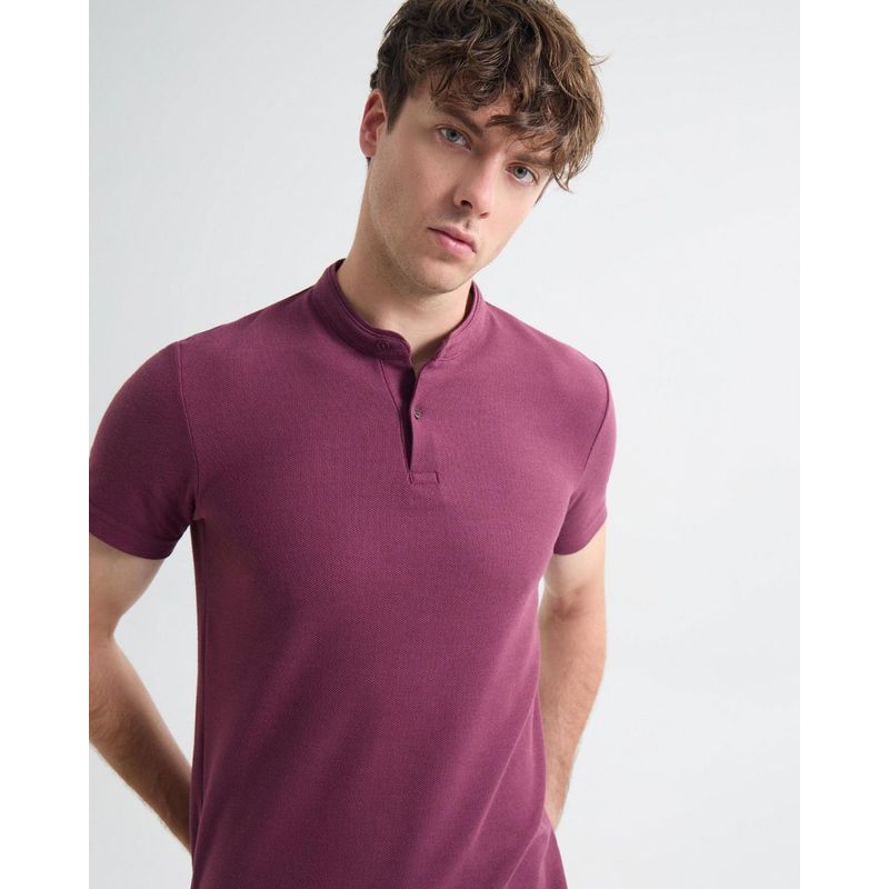 SEVEN SEVEN - Polo Para Hombre Cuello Mao  Color Vino Marca Seven Seven #45110875