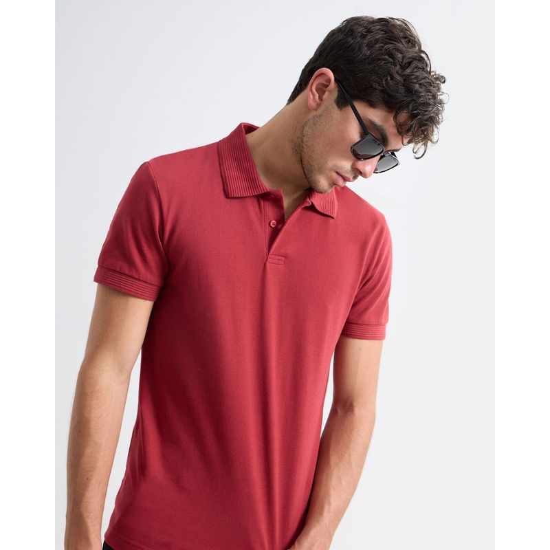 SEVEN SEVEN - Polo Para Hombre Cuello Tejido  Color Rojo Marca Seven Seven #45110860