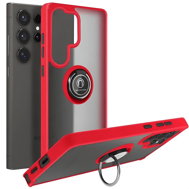 GENERICO - Funda Estuche Mate Con Anillo Compatible Samsung S25 Ultra Rojo
