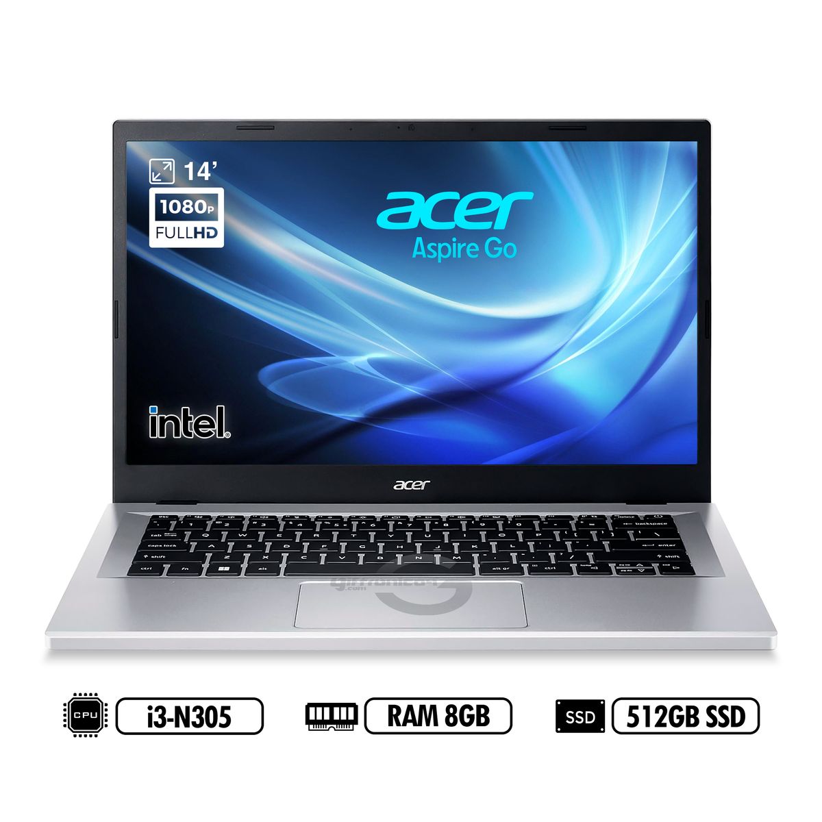 ACER - Portátil ACER ASPIRE GO AG14-31P-35FJ INTEL I3-N305 RAM 8GB 512GB SSD SILVER