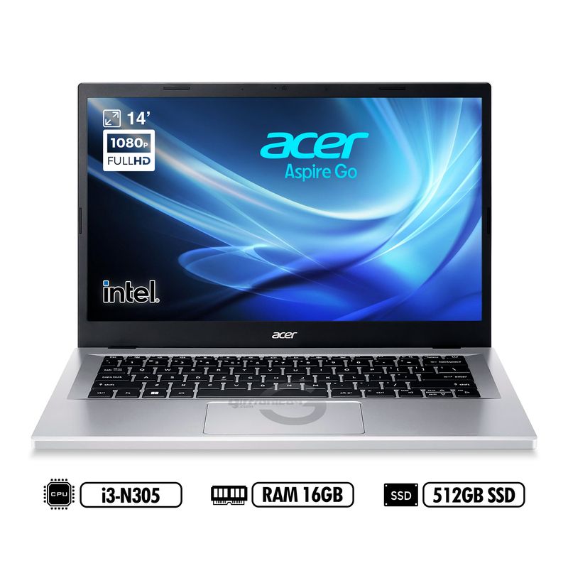 ACER - Portátil ACER ASPIRE GO AG14-31P-35FJ INTEL I3-N305 RAM 16GB 512GB SSD SILVER