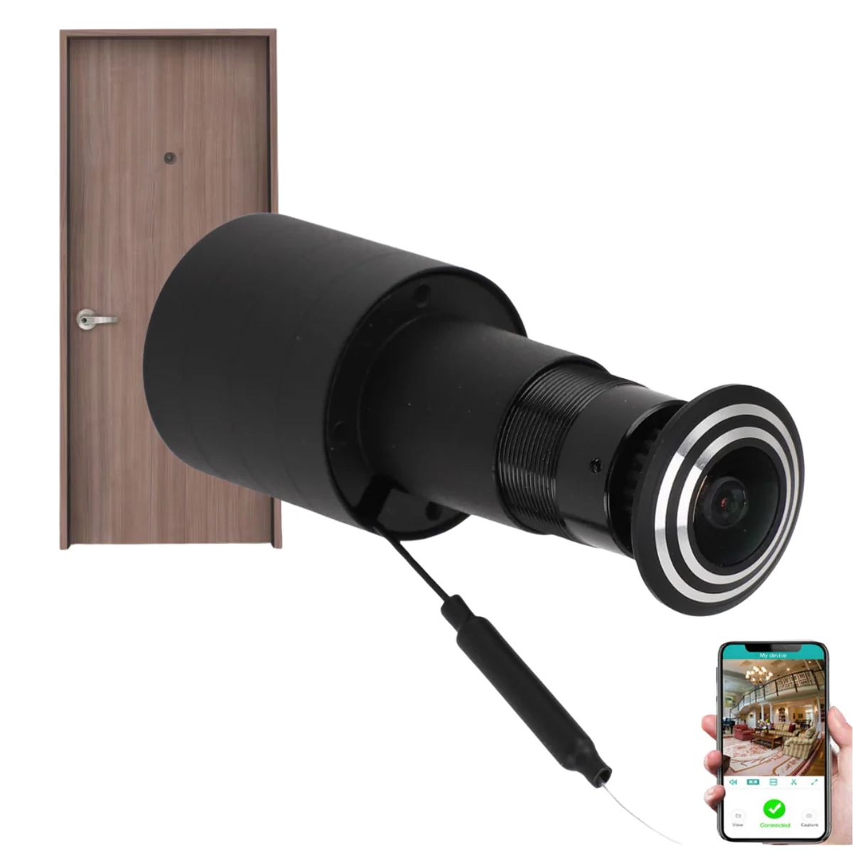 GENERICO - Cámara De Seguridad Puerta Ojo De Pez Wifi Compatible Alexa