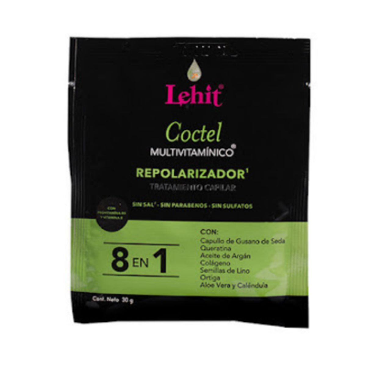 LEHIT - Cóctel Multi  Repolarizador Tratamiento Capilar 8 En 1  30g X2 Unidad