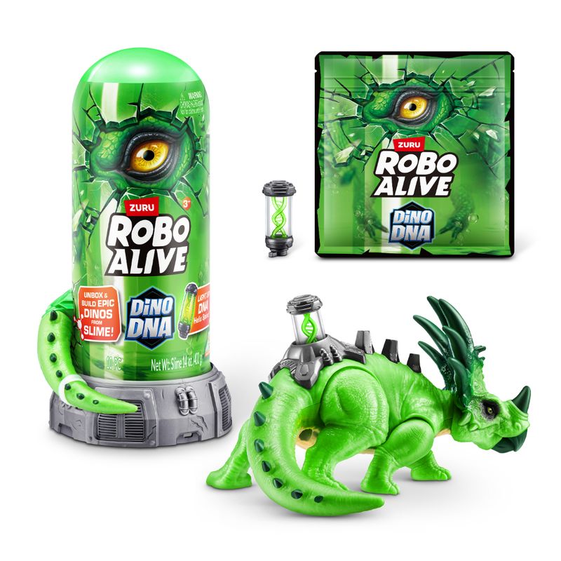 ZURU - Figura Dino Triceraptos Adn Luminoso Verde Robo Alive
