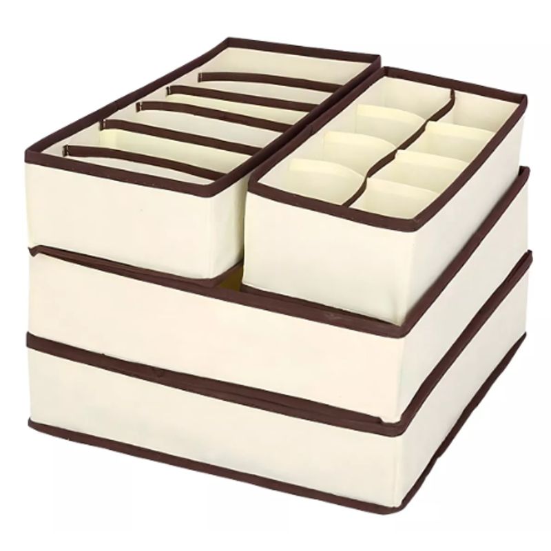 GENERICO - Organizador De Ropa Interior Y Divisor De Cajones Set De 4 Color Beige