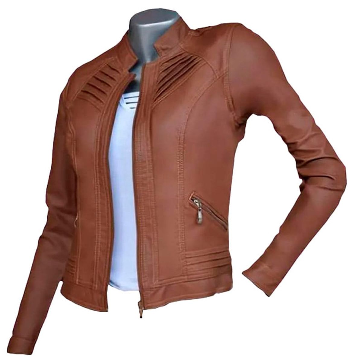 SYK - Chaqueta para mujer en cuero sintético garantizada 20off