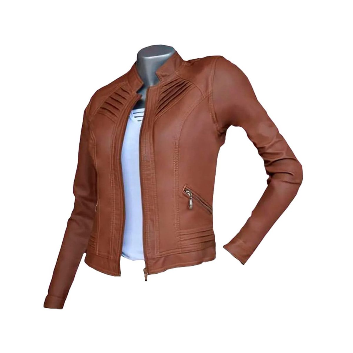 SYK - Chaqueta para mujer en cuero sintético garantizada 20off