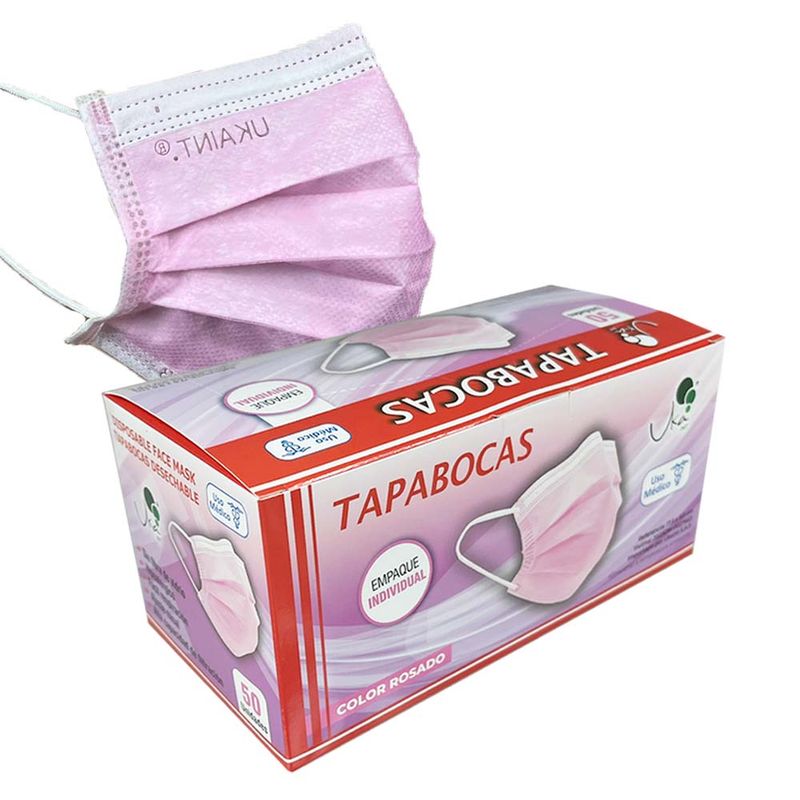 UKAINT - Tapabocas x100Und Invima 3 Capas Rosado
