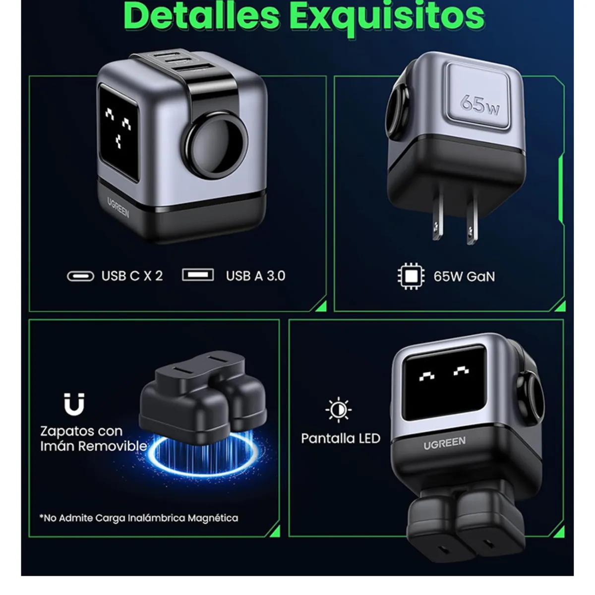 UGREEN - Cargador Ugreen Robot Negro 30w 1 Usb-c (15550)
