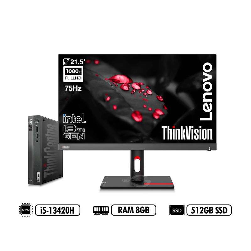 LENOVO - PC ThinkCentre Neo 50q Ge4 Intel i5-13420H RAM 8GB 512SSD + ThinkVision S22i-30