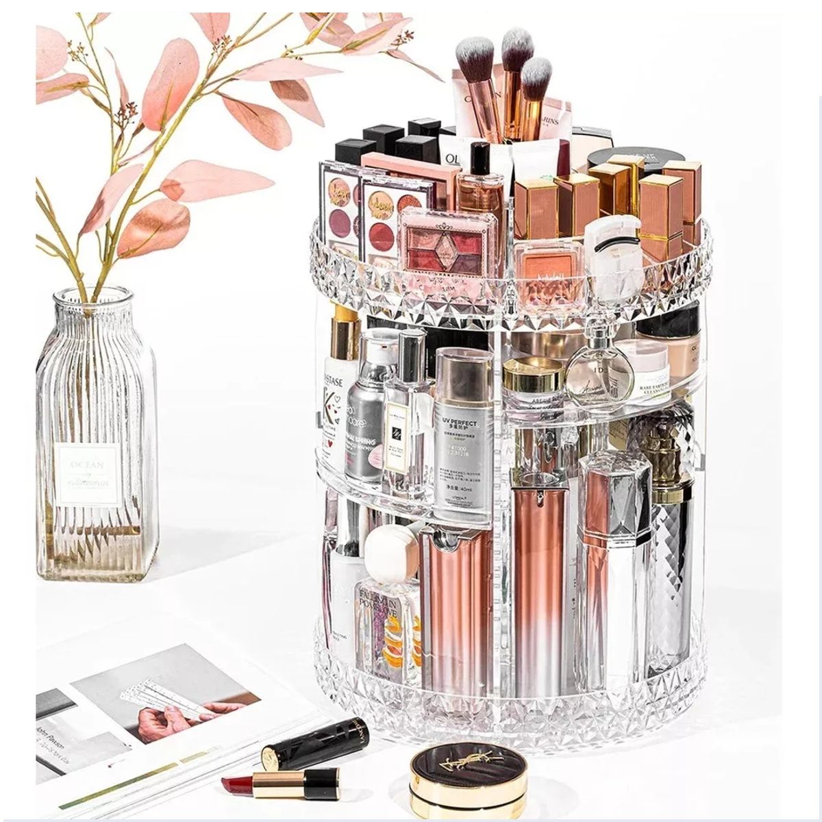 GENERICO - CrystalSpin 360 Organizador Giratorio de Maquillaje en Acrílico