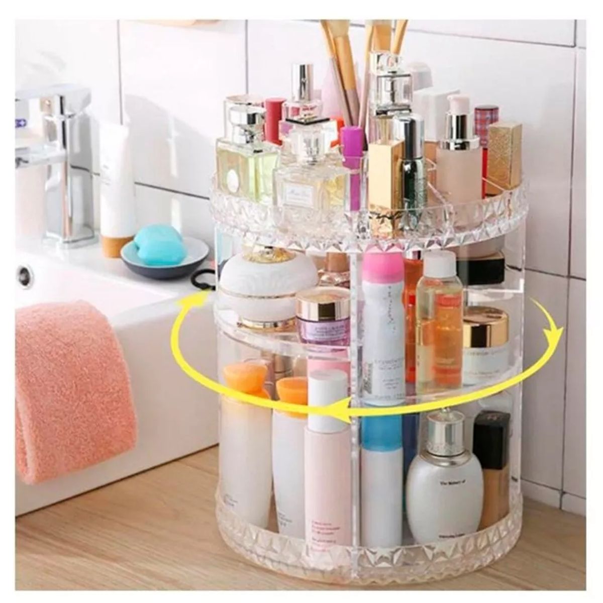 GENERICO - CrystalSpin 360 Organizador Giratorio de Maquillaje en Acrílico