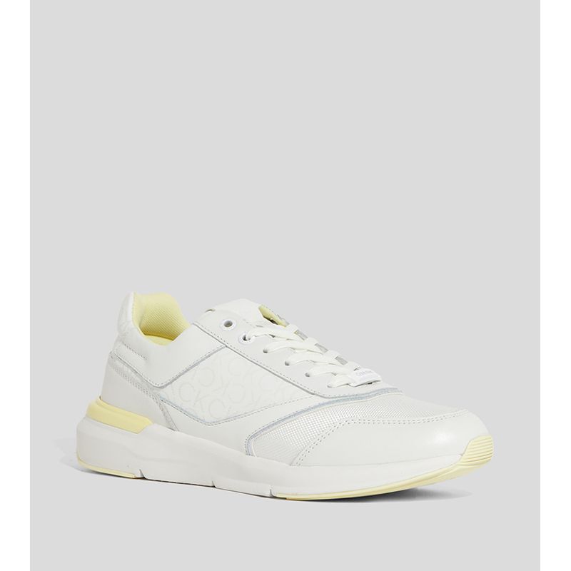 CALVIN KLEIN - Tenis blanco runner lace up con monograma Calvin Klein