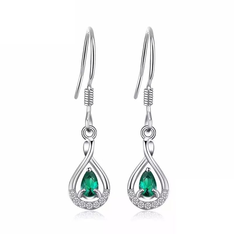 ALHAJAS - Aretes Topos Para Mujer Con Esmeralda Y Circones