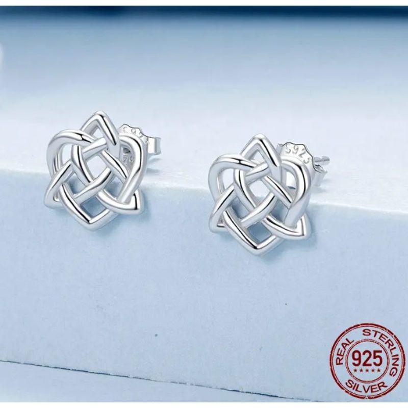 ALHAJAS - Aretes Topos Para Mujer Nudo De Bruja Fabricados En Plata 925