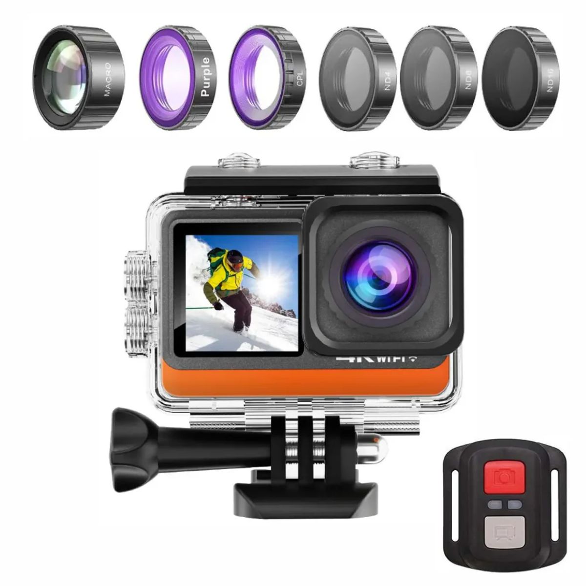 GENERICO - Cámara Deportiva 4k Ultra Hd Wifi Con Filtros Incluidos Zoom