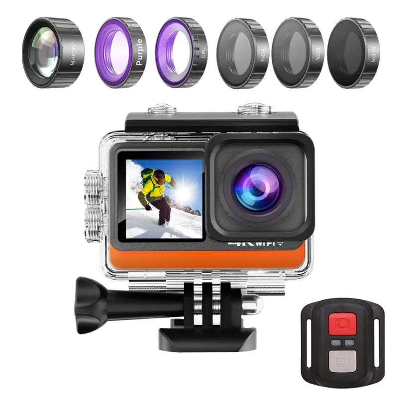 GENERICO - Cámara Deportiva 4k Ultra Hd Wifi Con Filtros Incluidos Zoom