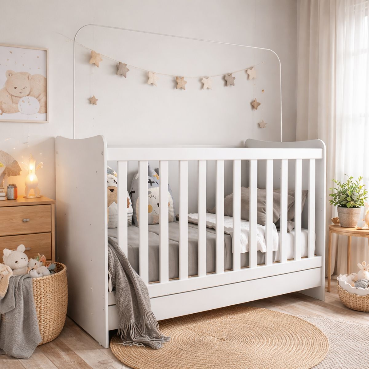 GENERICO - Cuna convertible 4 en 1 130x60 cm con colchón cama sofá y escritorio