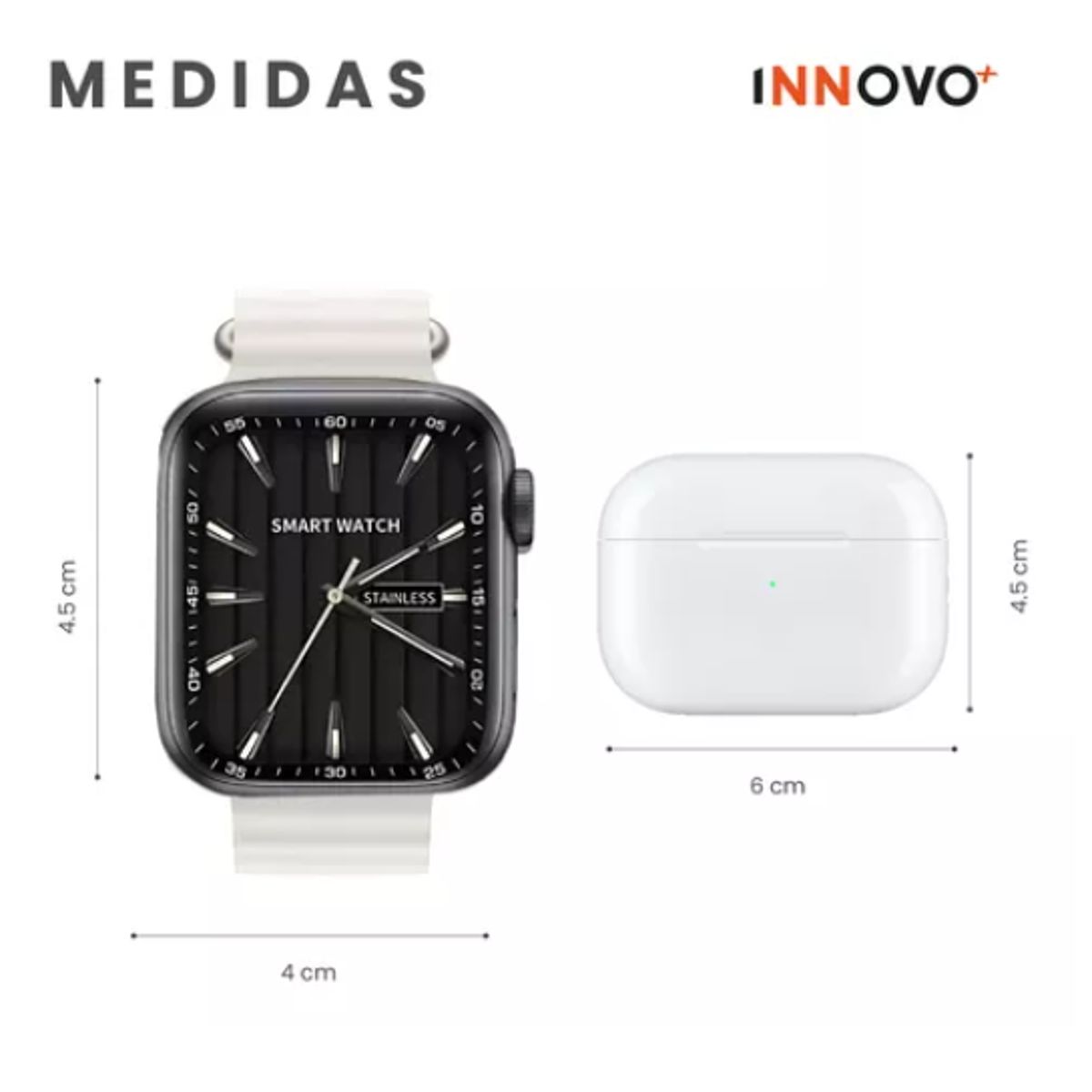 INNOVA - Reloj Smart Watch Beige V11 Classic Sport Suit 7 Pulsos Con Audífonos