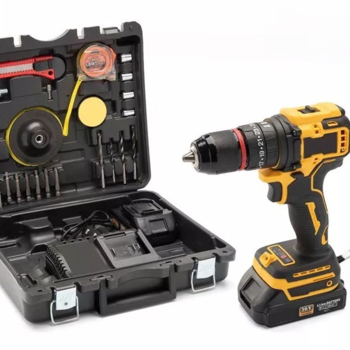 CHICAGO - Taladro Inalambrico 36v 14 Accesorios 2 Baterias Recargables