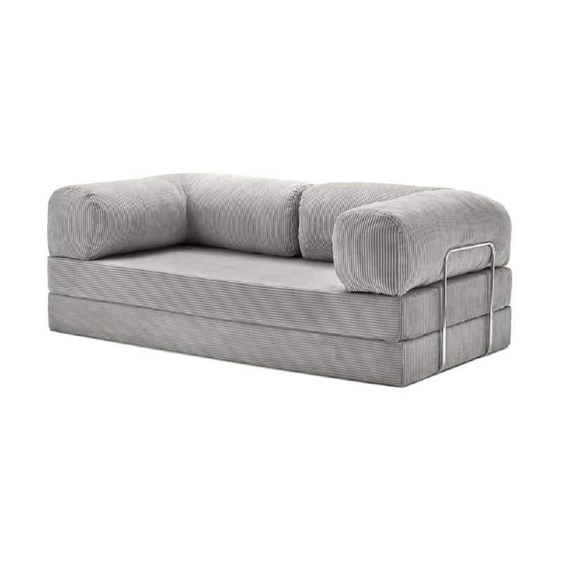 BANZAY - Sofá  Cama Teddy Gris Plata