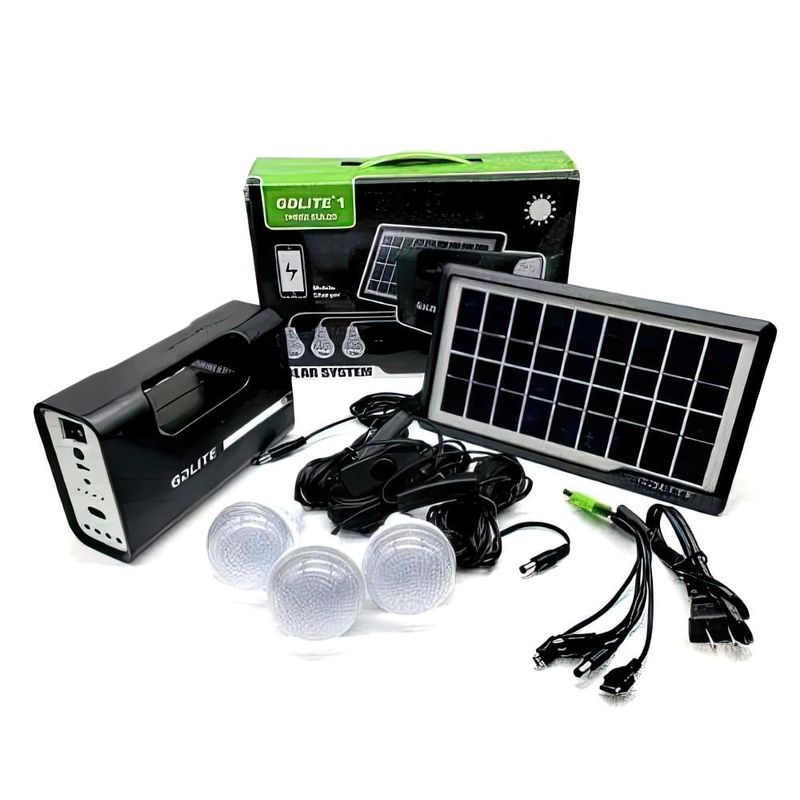 GDLITE - 1.Estación Solar GDLITE GD-8017: Luz LED  USB 3 Bombillo