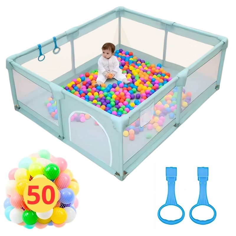 AMERICAN GENERICS - Corral De Juego Para Bebes 180x200+50 Pelotas+2 Agarraderas