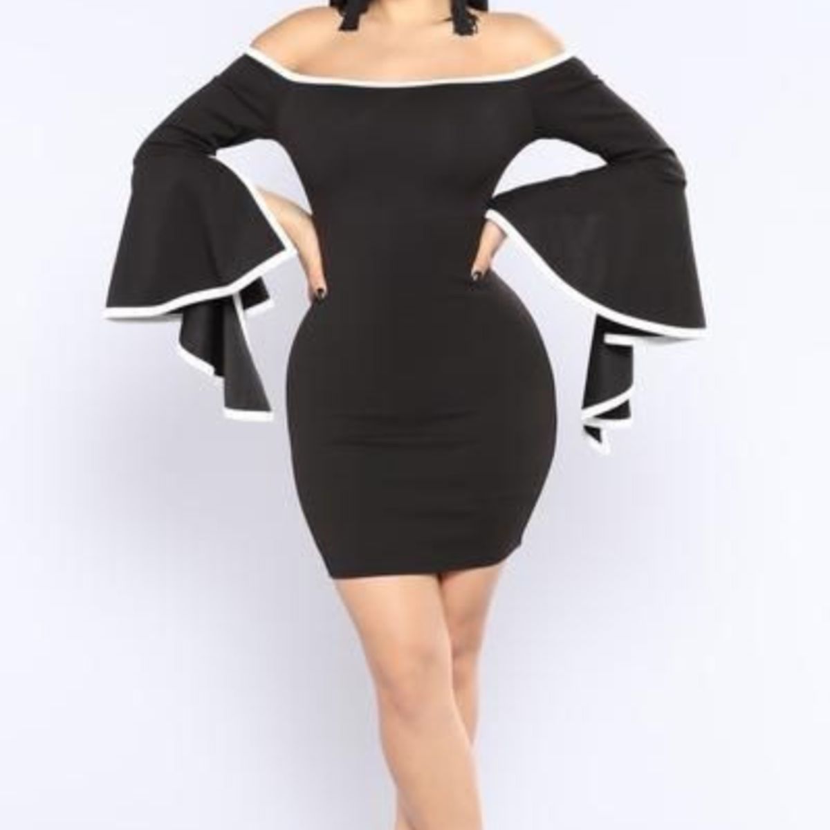 NEGRELI - VESTIDO DE MUJER CON MANGAS CAMPANA