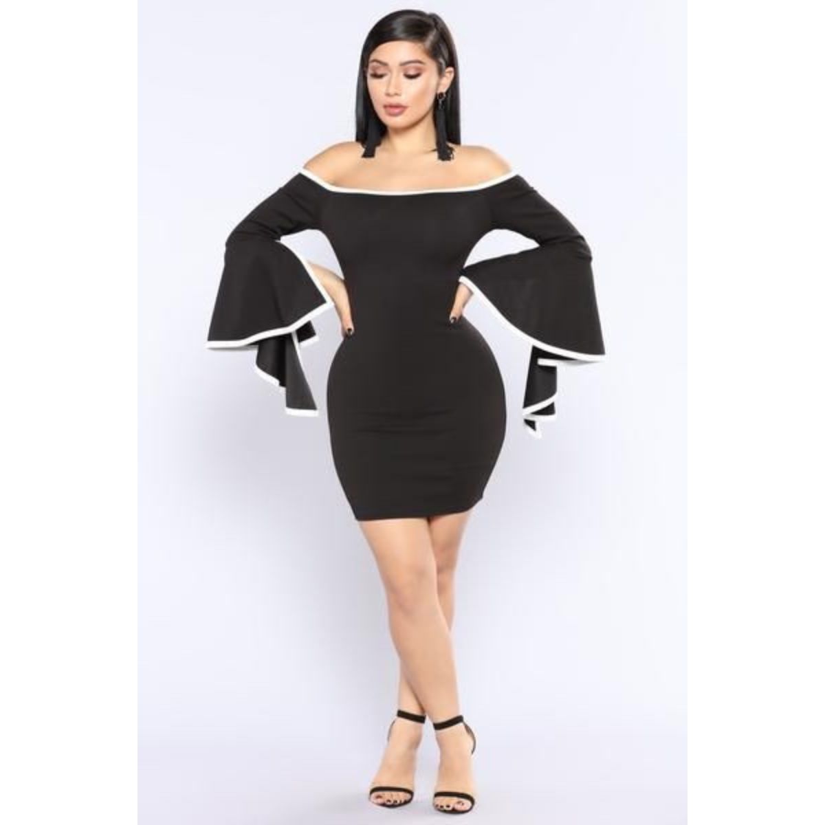 NEGRELI - VESTIDO DE MUJER CON MANGAS CAMPANA