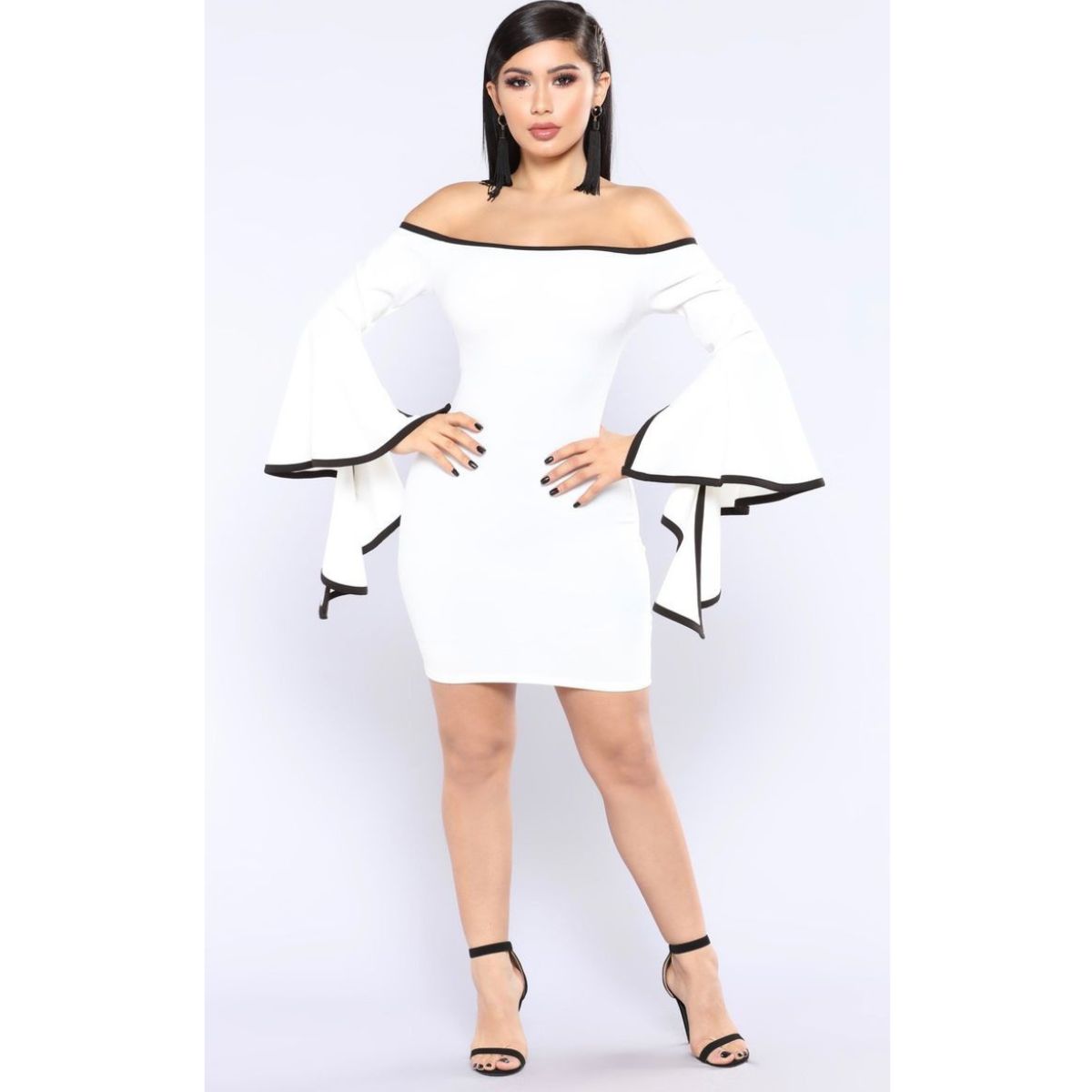 NEGRELI - VESTIDO DE MUJER CON MANGAS CAMPANA